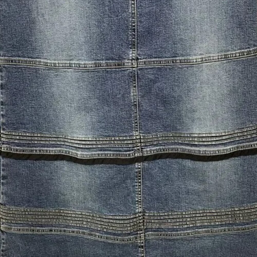 "Vintage" Anthropologie Louie Western Denim Maxi Skirt  Pockets - 90's - Size 10